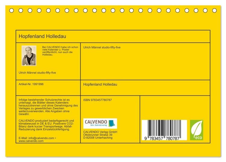 Produktbild: Hopfenland Holledau (Tischkalender 2026 DIN A5 quer), CALVENDO Monatskalender