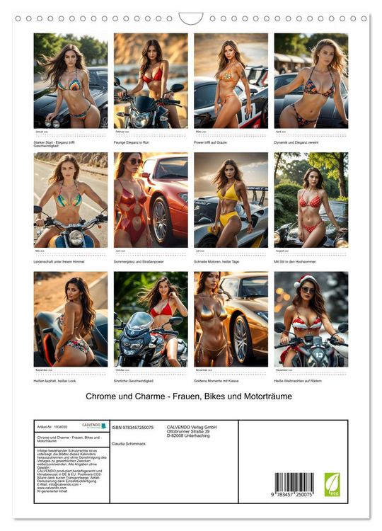 Produktbild: Chrome und Charme - Frauen, Bikes und Motortr&auml;ume (Wandkalender 2026 DIN A3 hoch), CALVENDO Monatskalender