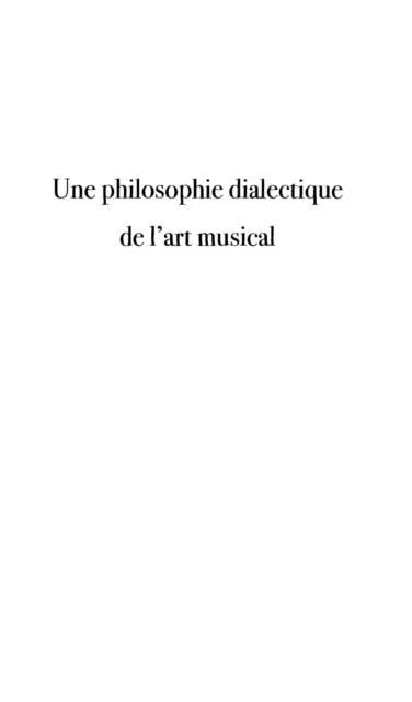 Produktbild: Une philosophie dialectique de l'art musical