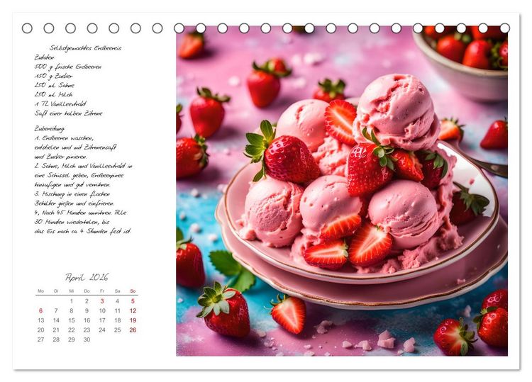 Produktbild: Naschkatzentr&auml;ume - S&uuml;ndhaft leckere Desserts mit einfachen Rezepten (Tischkalender 2026 DIN A5 quer), CALVENDO Monatskalender
