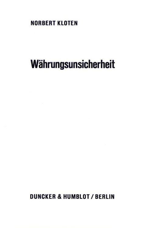 Produktbild: W&auml;hrungsunsicherheit.