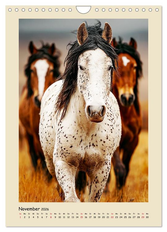 Produktbild: Amerikanische Mustangs. Symbole f&uuml;r Freiheit und Pioniergeis (Wandkalender 2026 DIN A4 hoch), CALVENDO Monatskalender