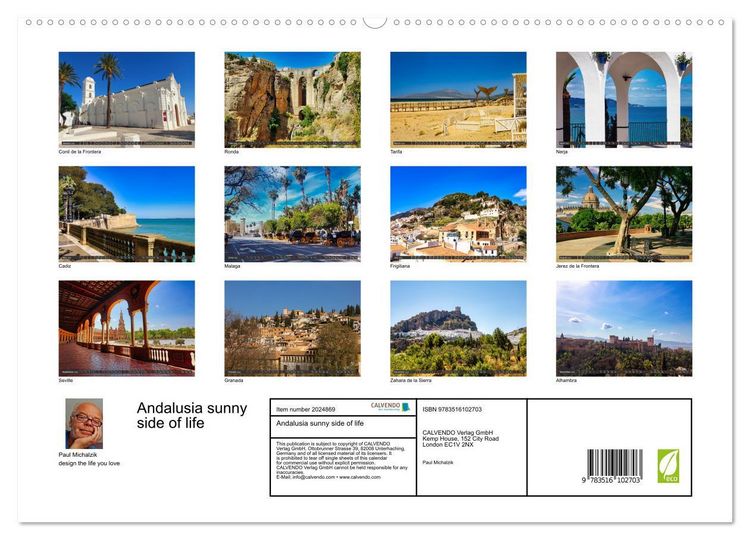 Produktbild: Andalusia sunny side of life (High Quality Premium Wall Calendar 2026 DIN A2 landscape),CALVENDO 12 Month Wall Calendar