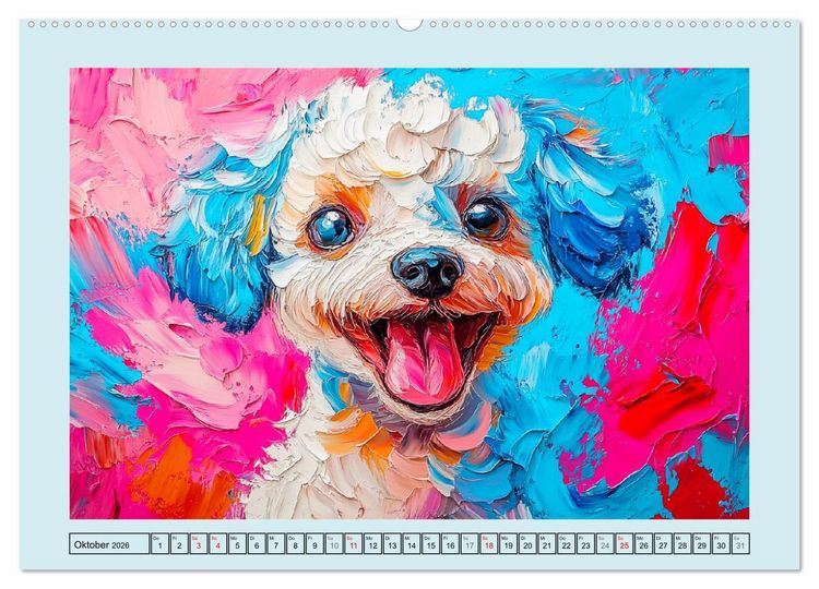 Produktbild: Hunde Paintings. Moderne Portraits in &Ouml;loptik (hochwertiger Premium Wandkalender 2026 DIN A2 quer), Kunstdruck in Hochglanz