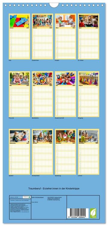 Produktbild: Familienplaner 2027 - Traumberuf - Erzieher:innen in der Kinderkrippe mit 5 Spalten (Wandkalender, 21 x 45 cm) CALVENDO