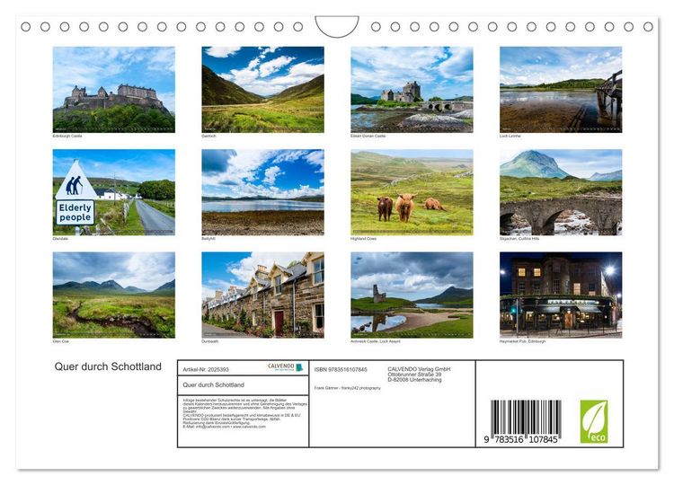 Produktbild: Quer durch Schottland (Wandkalender 2026 DIN A4 quer), CALVENDO Monatskalender