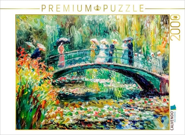 Produktbild: CALVENDO Puzzle Impressionistische Br&uuml;cke mit Menschen &uuml;ber dem Seerosenteich | 2000 Teile Lege-Gr&ouml;&szlig;e 90x67cm Foto-Puzzle f&uuml;r gl&uuml;ckliche Stunden