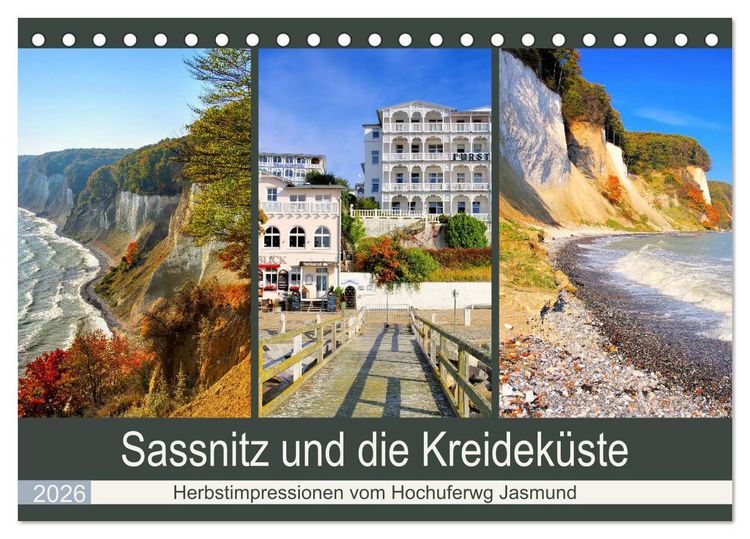 Produktbild: Sassnitz und die Kreidek&uuml;ste - Herbstimpressionen vom Hochuferweg Jasmund (Tischkalender 2026 DIN A5 quer), CALVENDO Monatskalender