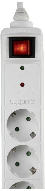 Produktbild: Sygonix SY-5044446 &Uuml;berspannungsschutz-Steckdosenleiste 6fach Wei&szlig; Schutzkontakt 1St.
