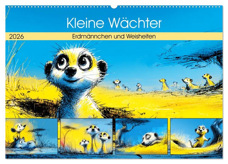 Produktbild: Kleine W&auml;chter. Erdm&auml;nnchen und Weisheiten (Wandkalender 2026 DIN A2 quer), CALVENDO Monatskalender