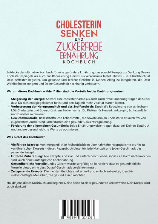 Produktbild: Cholesterin Senken und Zuckerfreie Ern&auml;hrung Kochbuch