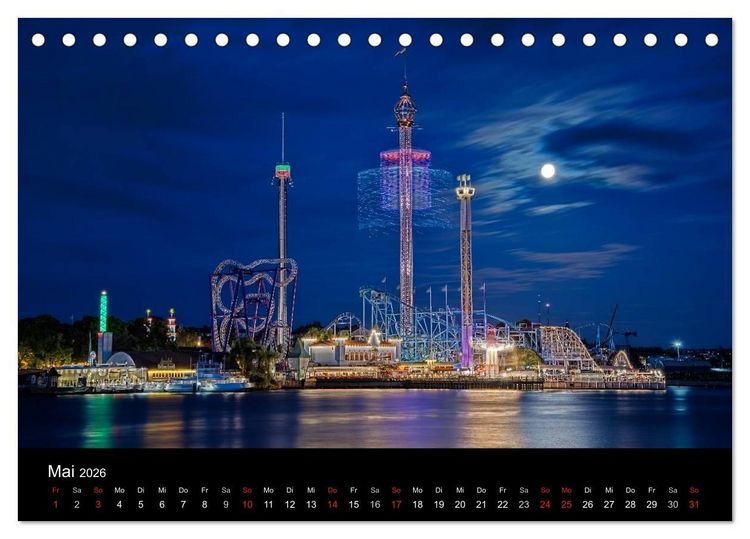 Produktbild: N&auml;chtliche St&auml;dte (Tischkalender 2026 DIN A5 quer), CALVENDO Monatskalender