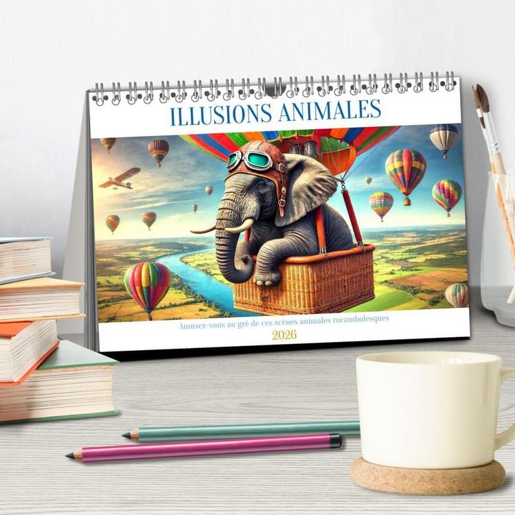 Produktbild: Illusions animales - Amusez-vous au gr&eacute; de ces sc&egrave;nes animales rocambolesques (Calendrier de bureau 2026 DIN A5 vertical), CALVENDO calendrier mensuel