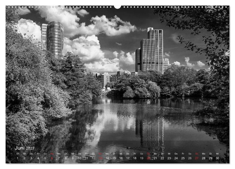 Produktbild: D&uuml;sseldorf Ansichten in Schwarz-Wei&szlig; (Wandkalender 2027 DIN A2 quer), CALVENDO Monatskalender