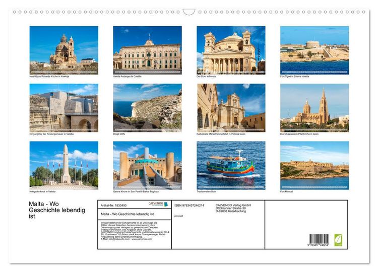 Produktbild: Malta - Wo Geschichte lebendig ist (Wandkalender 2026 DIN A2 quer), CALVENDO Monatskalender