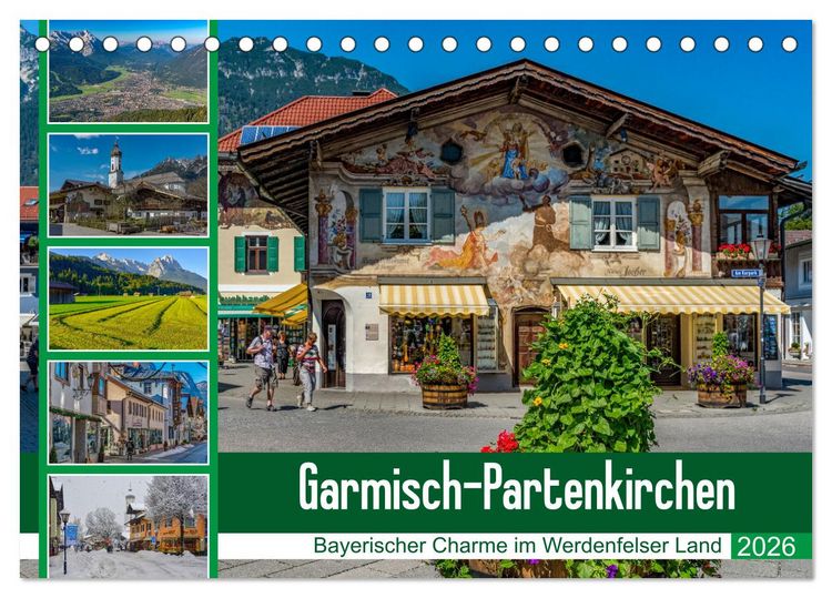 Produktbild: Garmisch-Partenkirchen - Bayerischer Charme im Werdenfelser Land (Tischkalender 2026 DIN A5 quer), CALVENDO Monatskalender