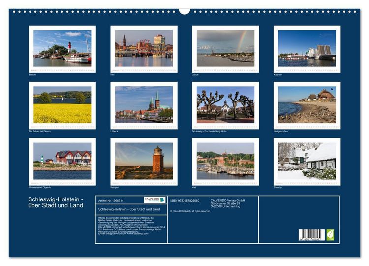 Produktbild: Schleswig-Holstein - &uuml;ber Stadt und Land (Wandkalender 2026 DIN A2 quer), CALVENDO Monatskalender