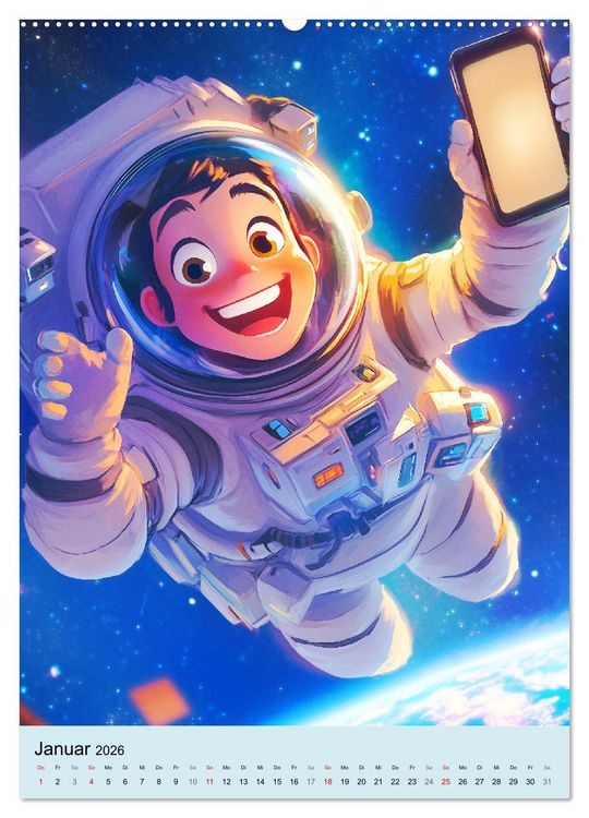 Produktbild: Im Weltall. Manga-Astronauten auf Mission (hochwertiger Premium Wandkalender 2026 DIN A2 hoch), Kunstdruck in Hochglanz