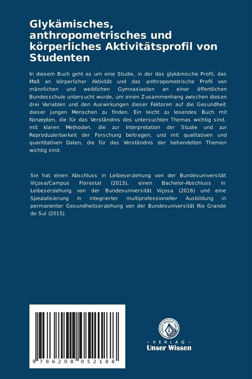 Produktbild: Glyk&auml;misches, anthropometrisches und k&ouml;rperliches Aktivit&auml;tsprofil von Studenten