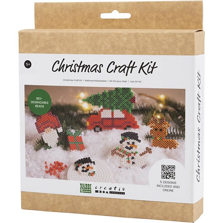 Produktbild: Creativ Company DIY Sets Fuse Beads Kreativ Set NABBI BioBeads, Weihnachtsauto, Rentier, Schneemann, Wichtel und Geschenk, Kreativ Box
