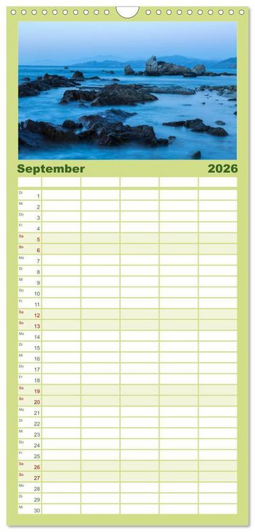 Produktbild: Familienplaner 2026 - Korsika - raue Sch&ouml;nheit mit 5 Spalten (Wandkalender, 21 x 45 cm) CALVENDO