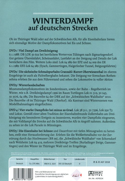 Produktbild: Winterdampf auf deutschen Strecken [5 DVDs]