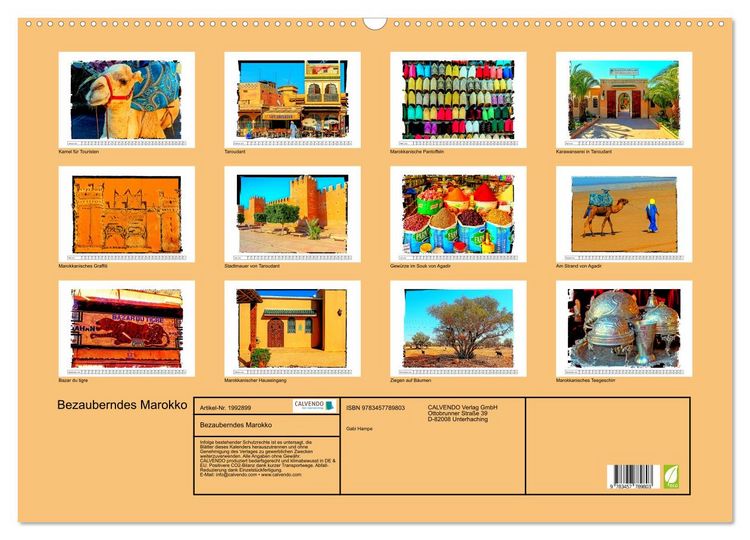 Produktbild: Bezauberndes Marokko (Wandkalender 2026 DIN A2 quer), CALVENDO Monatskalender