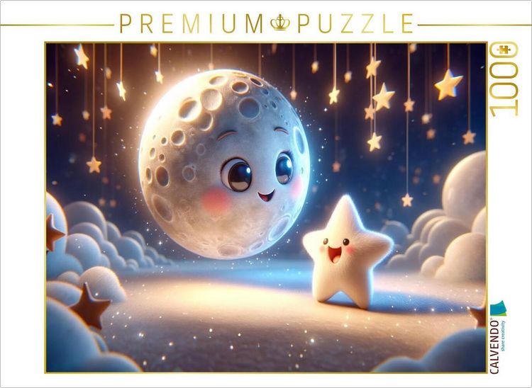 Produktbild: CALVENDO Puzzle Mondgespr&auml;che: Der kleine Stern und der Mond | 1000 Teile Lege-Gr&ouml;&szlig;e 64x48cm Foto-Puzzle f&uuml;r gl&uuml;ckliche Stunden
