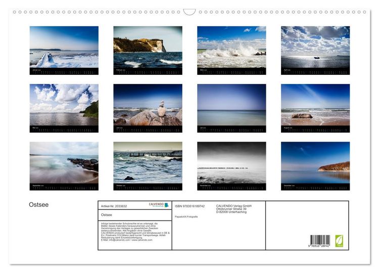 Produktbild: Ostsee (Wandkalender 2026 DIN A2 quer), CALVENDO Monatskalender