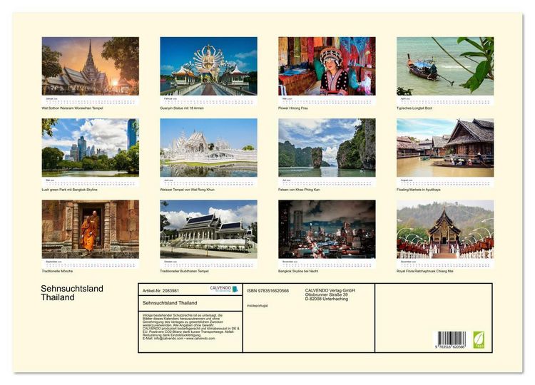 Produktbild: Sehnsuchtsland Thailand (Wandkalender 2026 DIN A2 quer), CALVENDO Monatskalender