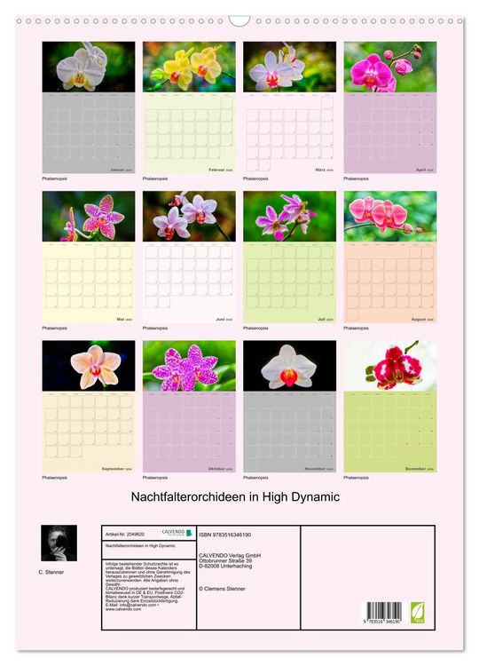 Produktbild: Nachtfalterorchideen in High Dynamic (Wandkalender 2026 DIN A2 hoch), CALVENDO Monatskalender
