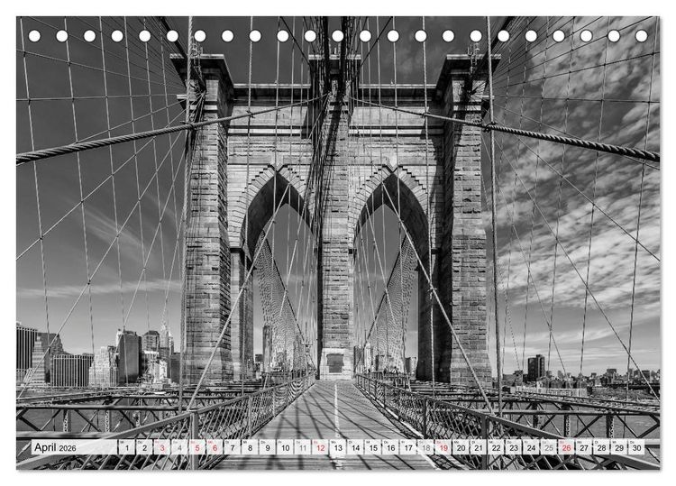 Produktbild: BROOKLYN BRIDGE Das Wahrzeichen von New York City (Tischkalender 2026 DIN A5 quer), CALVENDO Monatskalender