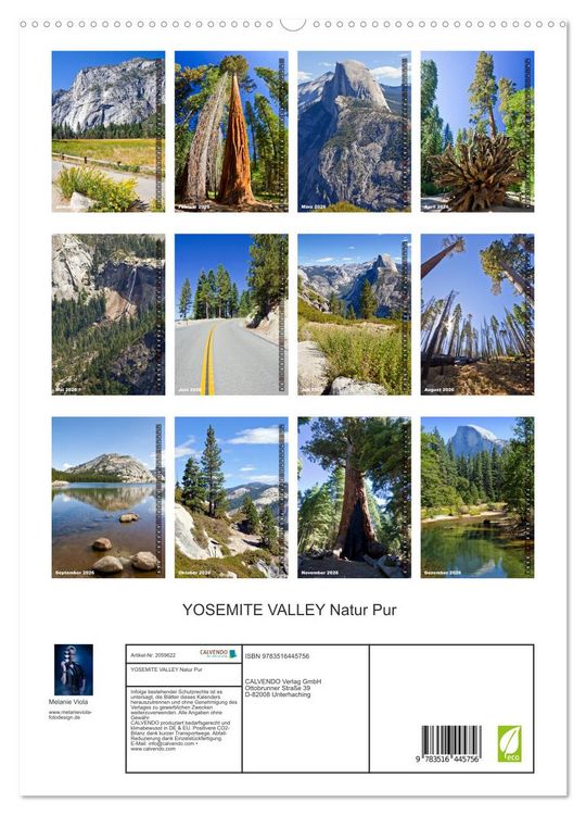 Produktbild: YOSEMITE VALLEY Natur Pur (hochwertiger Premium Wandkalender 2026 DIN A2 hoch), Kunstdruck in Hochglanz