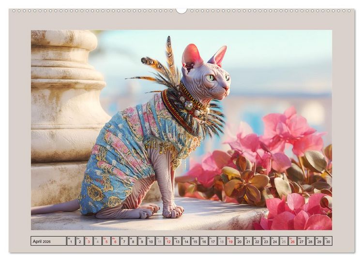 Produktbild: Sphinx Katzen. Eleganz auf leisen Pfoten (hochwertiger Premium Wandkalender 2026 DIN A2 quer), Kunstdruck in Hochglanz