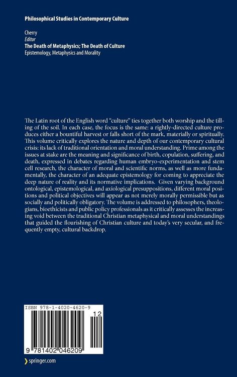 Produktbild: The Death of Metaphysics; The Death of Culture