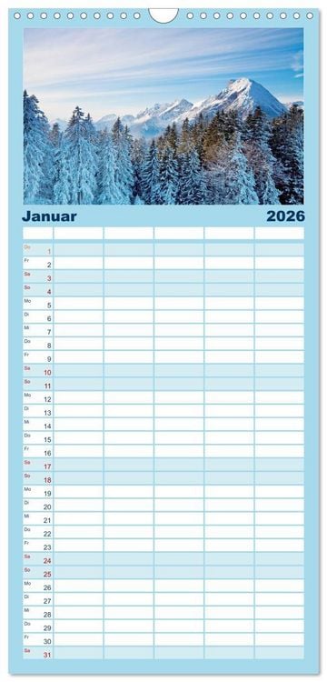 Produktbild: Familienplaner 2026 - Berg, Land und Meer - Eine Reise durch die Landschaften mit 5 Spalten (Wandkalender, 21 x 45 cm) CALVENDO