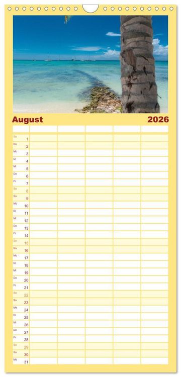 Produktbild: Familienplaner 2026 - Karibik Traum Isla Saona mit 5 Spalten (Wandkalender, 21 x 45 cm) CALVENDO
