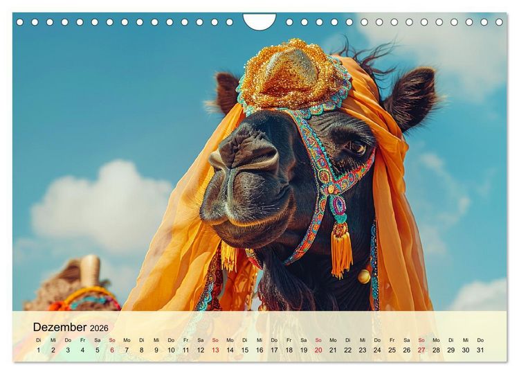 Produktbild: Modische Kamele in der W&uuml;ste. Extravagante Highlights (Wandkalender 2026 DIN A4 quer), CALVENDO Monatskalender