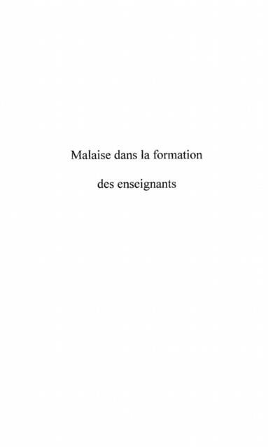 Produktbild: Malaise Dans La Formation des Enseignants
