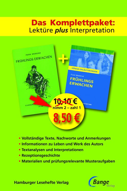 Produktbild: Fr&uuml;hlings Erwachen &ndash; Das Abi-Komplettpaket: Lekt&uuml;re plus Interpretation.