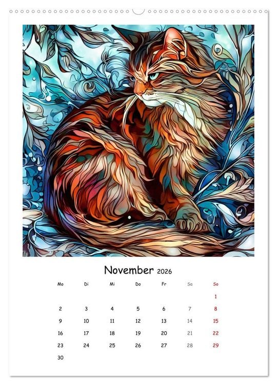 Produktbild: Jugendstil Katzen (Wandkalender 2026 DIN A2 hoch), CALVENDO Monatskalender