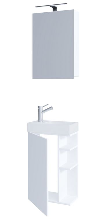Produktbild: 2-tlg G&auml;ste WC Bad Waschtisch Lumia Spiegelschrank