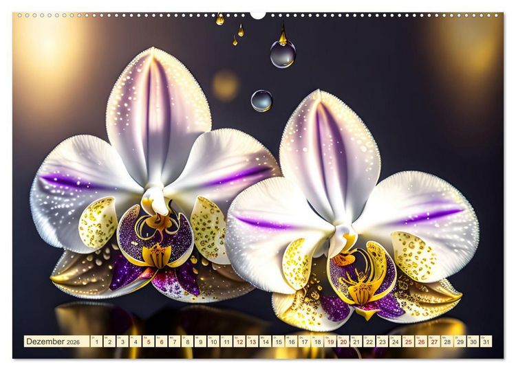 Produktbild: Lieblingsblumen mit goldenen Akzenten (hochwertiger Premium Wandkalender 2026 DIN A2 quer), Kunstdruck in Hochglanz