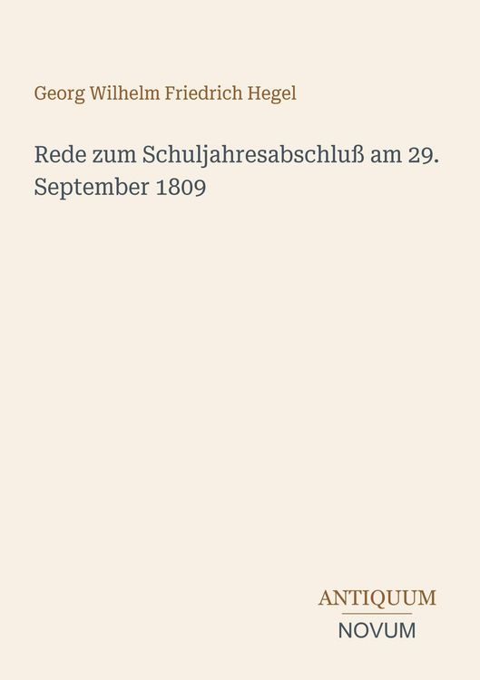 Produktbild: Rede zum Schuljahresabschlu&szlig; am 29. September 1809
