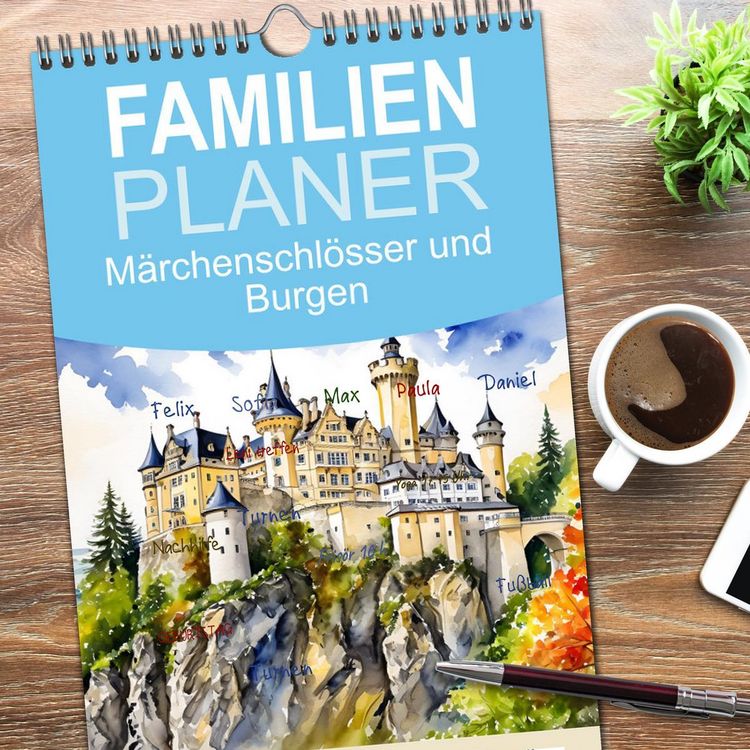 Produktbild: Familienplaner 2026 - M&auml;rchenschl&ouml;sser und Burgen mit 5 Spalten (Wandkalender, 21 x 45 cm) CALVENDO