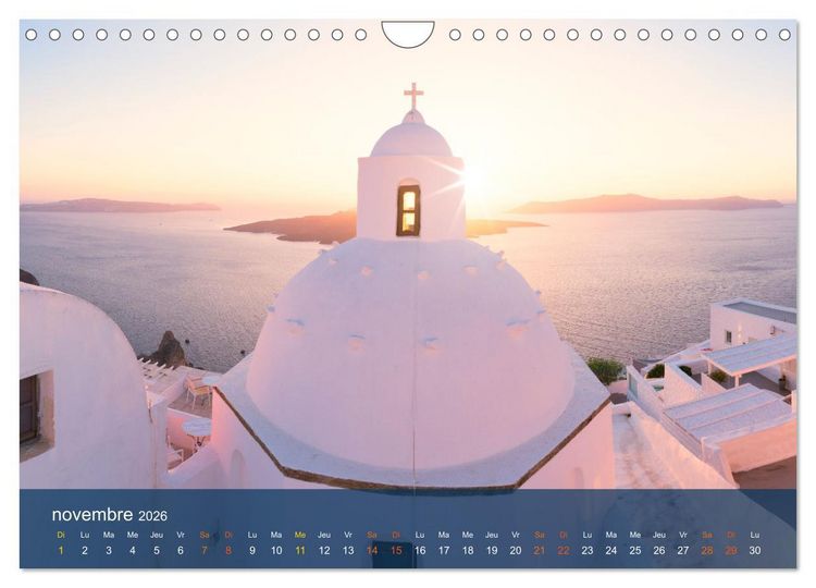 Produktbild: Santorin - La Magie des Cyclades (Calendrier mural 2026 DIN A4 vertical), CALVENDO calendrier mensuel