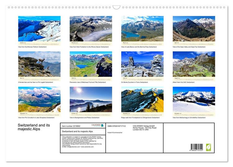 Produktbild: Switzerland and its majestic Alps (Wall Calendar 2026 DIN A2 landscape), CALVENDO 12 Month Wall Calendar