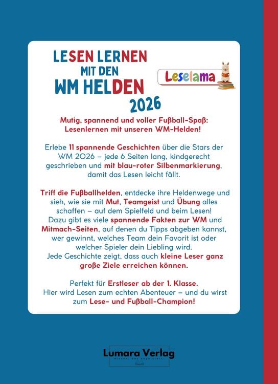 Produktbild: Fu&szlig;ball WM 2026 Buch f&uuml;r Erstleser Jungen in der 1. Klasse -