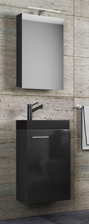 Produktbild: 3tlg Waschtisch Slito SC Toilette schmal Schwarz