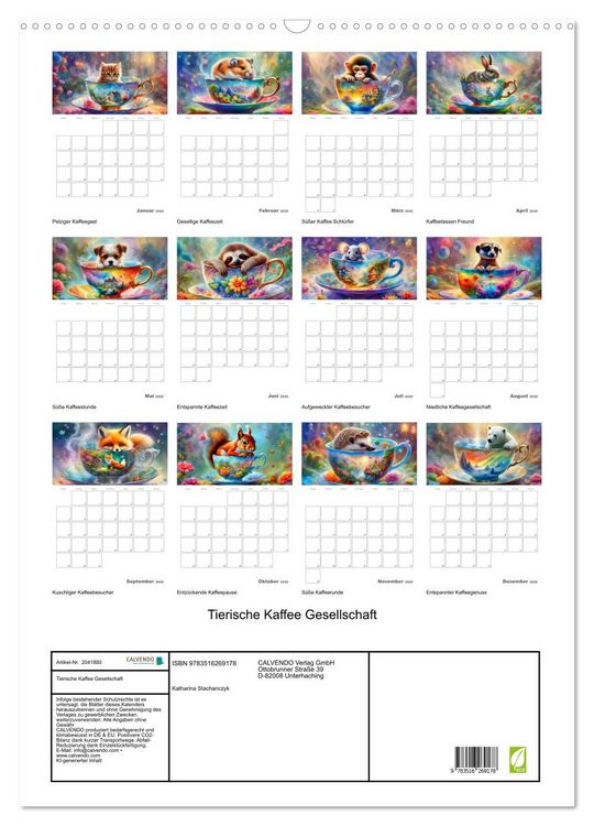 Produktbild: Tierische Kaffee Gesellschaft (Wandkalender 2026 DIN A2 hoch), CALVENDO Monatskalender